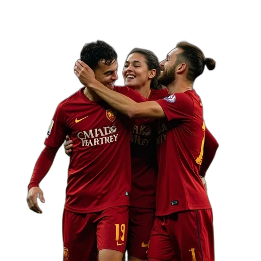 fire, roma, players, celebrating transparent PNG cut-out