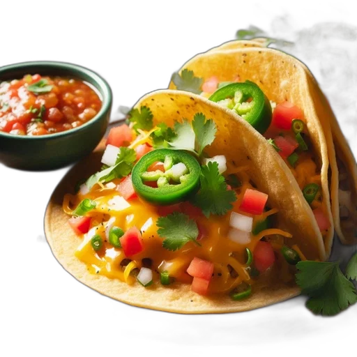 food, photorealistic, taco, piled transparent PNG cut-out