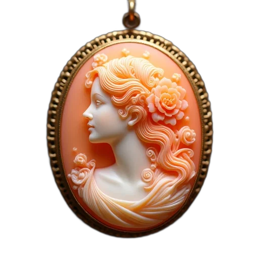 jewelry, photorealistic, oil painting, peach transparent PNG cut-out