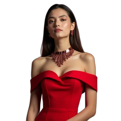 dress, jewelry, crown, red transparent PNG cut-out