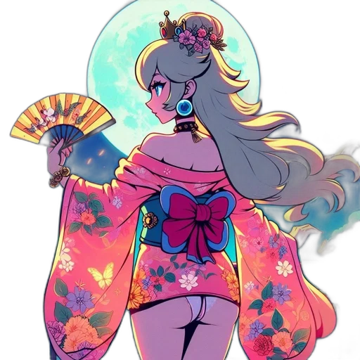 dress, staff, flower, vaporwave transparent PNG cut-out