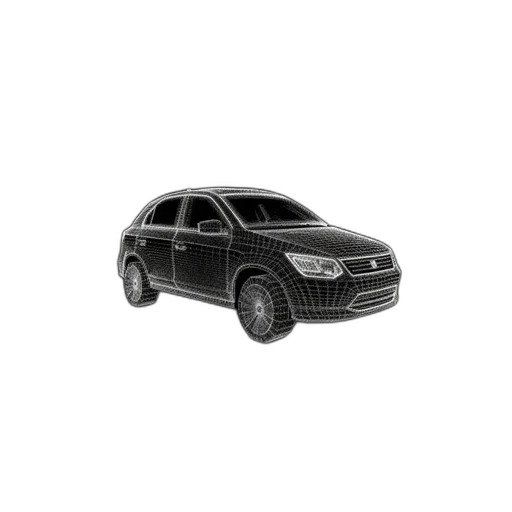 car, 3d render, wireframe, model transparent PNG cut-out
