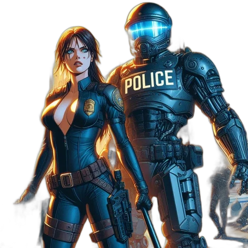 robot, concept art, comic book art, cyberpunk transparent PNG cut-out