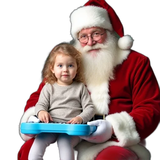 young, girl, sitting, santa transparent PNG cut-out