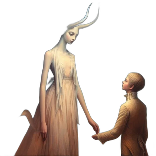 dress, creature, staff, concept art transparent PNG cut-out