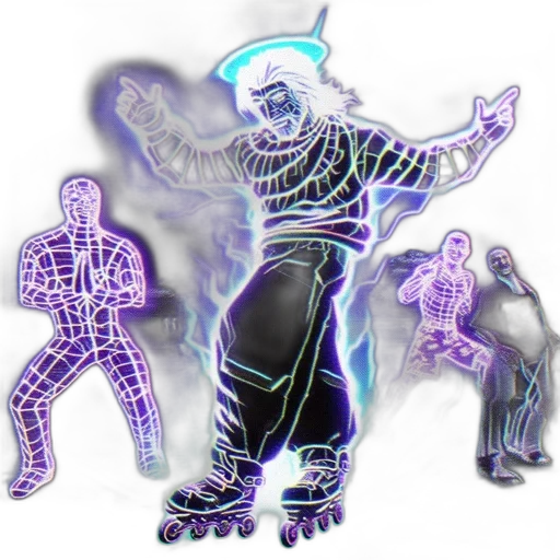 robot, jacket, creature, staff transparent PNG cut-out