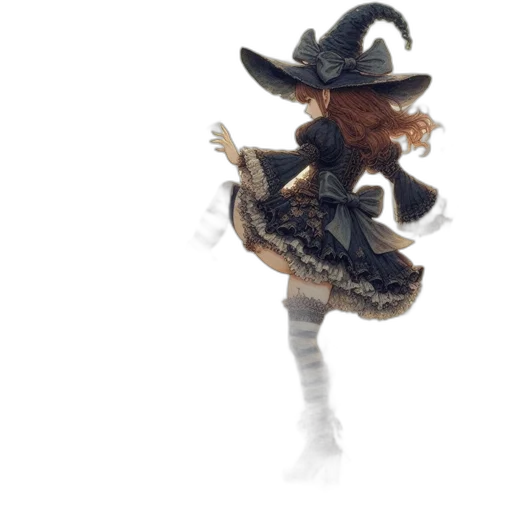 hat, dress, staff, creature transparent PNG cut-out