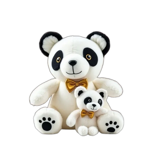 3d render, white, plush, panda transparent PNG cut-out
