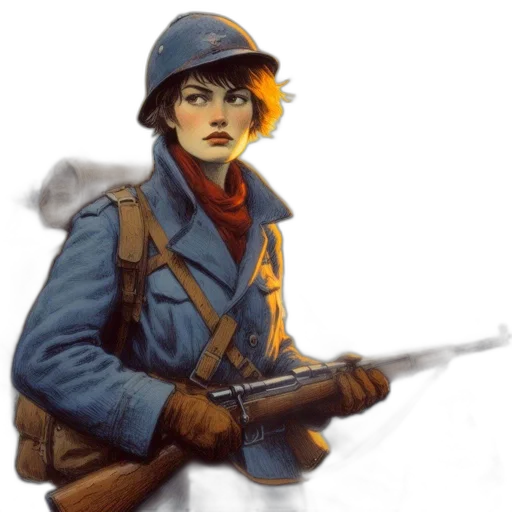 weapon, staff, jacket, hat transparent PNG cut-out