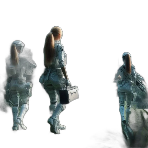 jacket, robot, staff, concept art transparent PNG cut-out