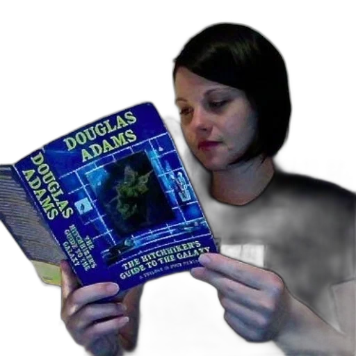 outer space, person, reading, hitchhiker transparent PNG cut-out