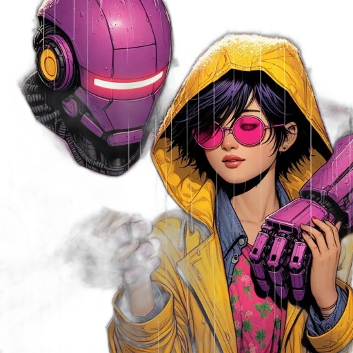 jacket, comic book art, concept art, cyberpunk transparent PNG cut-out