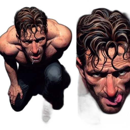face, comic book art, concept art, photorealistic transparent PNG cut-out