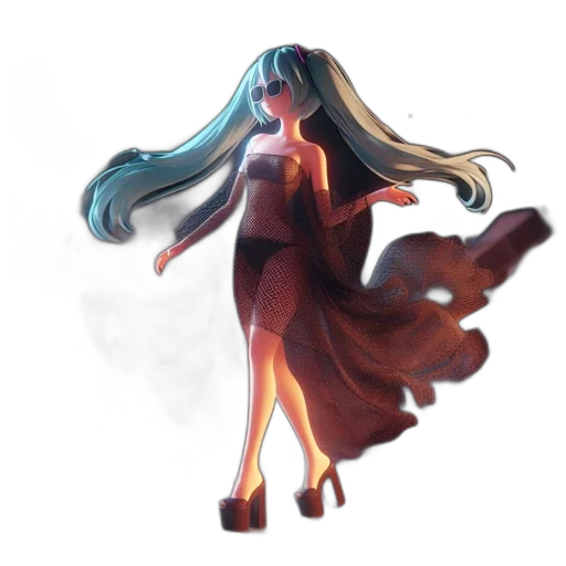 dress, hair, creature, robot transparent PNG cut-out