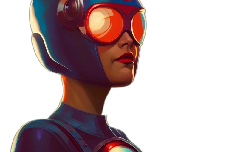 robot, mask, face, comic book art transparent PNG cut-out