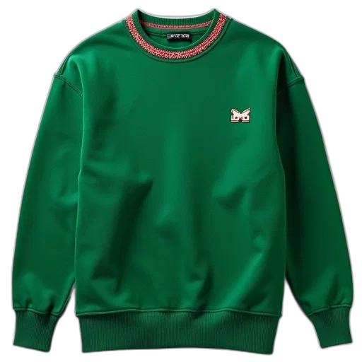 jacket, green, ribbed, crew transparent PNG cut-out
