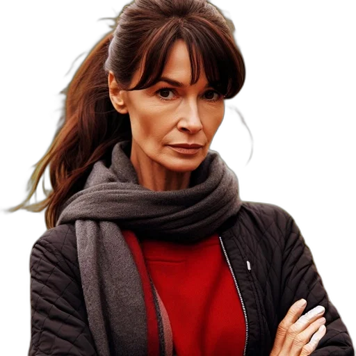 jacket, staff, face, photorealistic transparent PNG cut-out