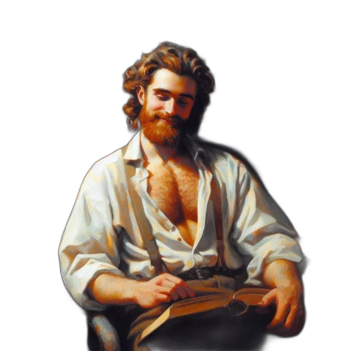 staff, jacket, oil painting, photorealistic transparent PNG cut-out