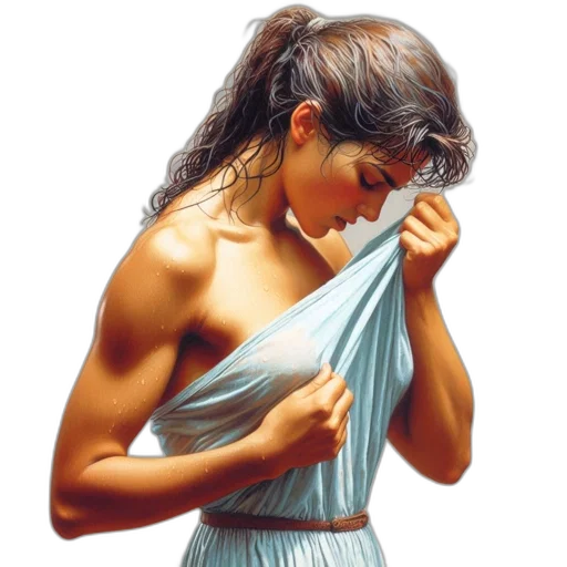 dress, jewelry, weapon, oil painting transparent PNG cut-out
