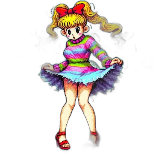 dress, staff, pixel art, cartoon transparent PNG cut-out