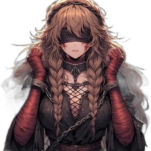 mask, hair, sword, staff transparent PNG cut-out