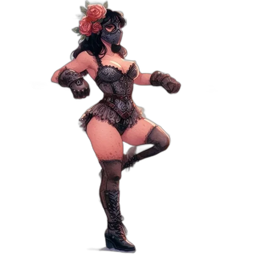 dress, flower, staff, concept art transparent PNG cut-out