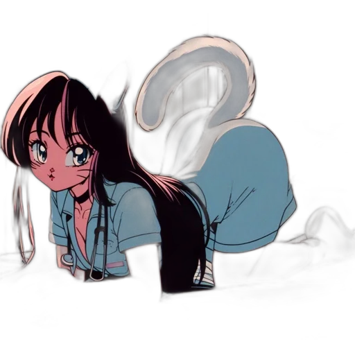 hair, creature, staff, anime transparent PNG cut-out