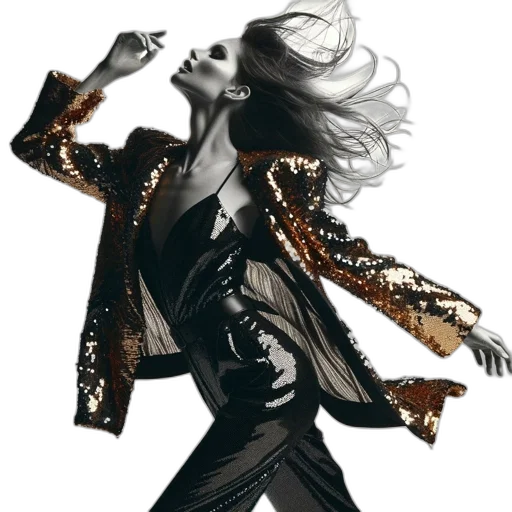 jacket, hair, woman, metallic transparent PNG cut-out