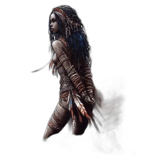 hair, staff, sword, creature transparent PNG cut-out