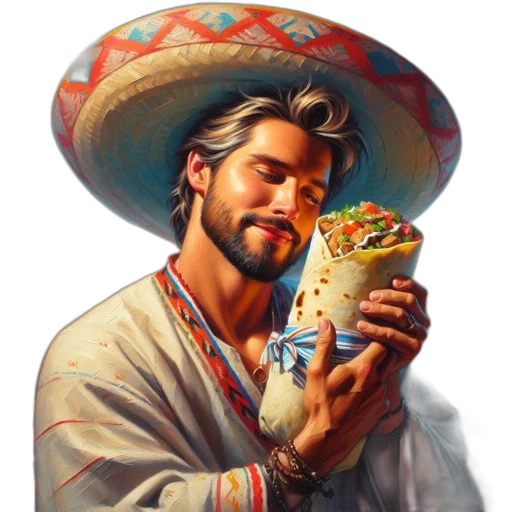 food, hat, face, weapon transparent PNG cut-out