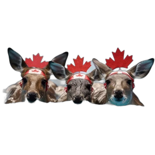 three, deer, wearing, headbands transparent PNG cut-out