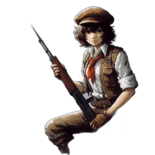 staff, weapon, hat, jacket transparent PNG cut-out