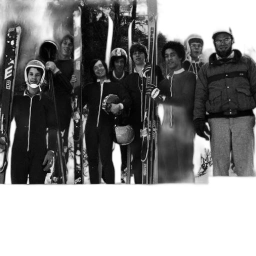 staff, snow, group, skiers transparent PNG cut-out