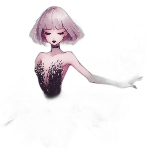 dress, creature, hair, mask transparent PNG cut-out