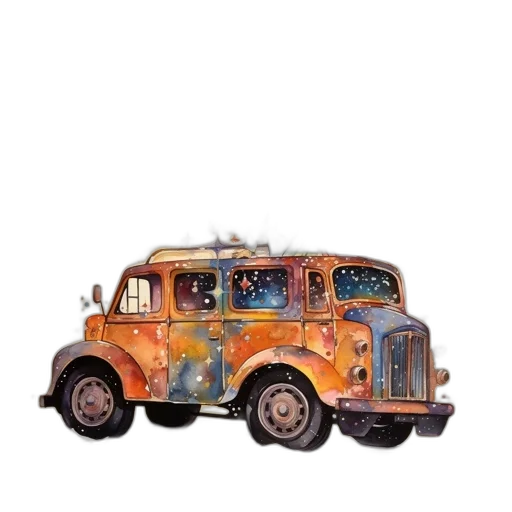 car, concept art, watercolor, photorealistic transparent PNG cut-out