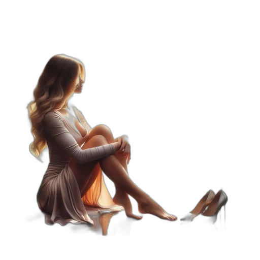 dress, shoes, hair, furniture transparent PNG cut-out