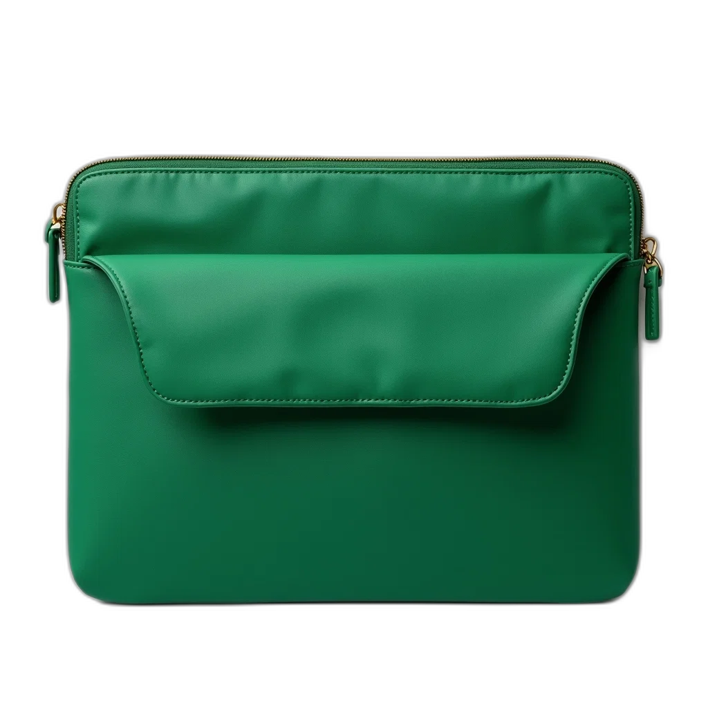 green, fabric, laptop, sleeve transparent PNG cut-out
