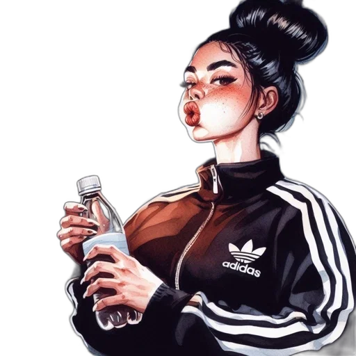 jacket, bottle, face, staff transparent PNG cut-out