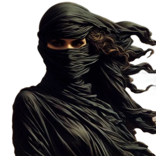 mask, hair, face, dress transparent PNG cut-out