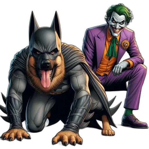 comic book art, concept art, dog, batman transparent PNG cut-out