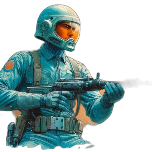 weapon, staff, jacket, robot transparent PNG cut-out