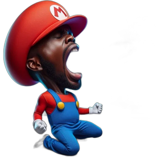 concept art, 3d render, mario, depicted transparent PNG cut-out