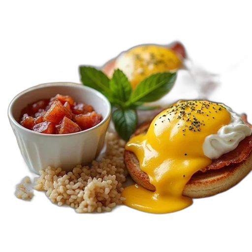 food, photorealistic, plate, eggs transparent PNG cut-out