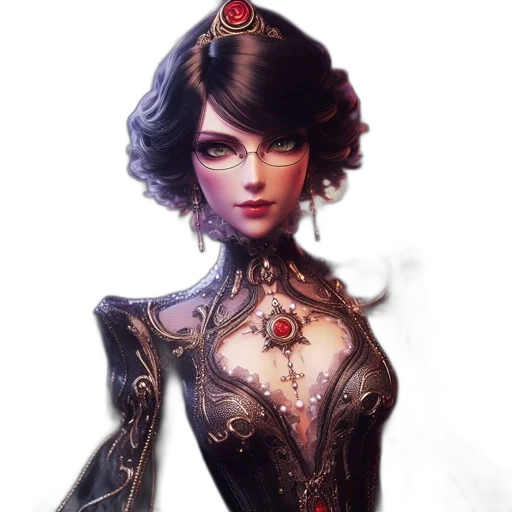 dress, crown, jewelry, fantasy art transparent PNG cut-out