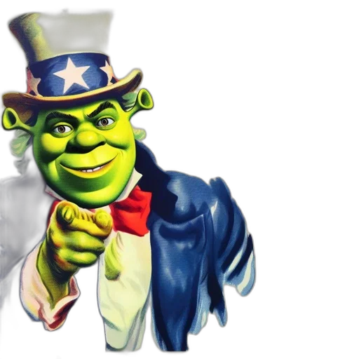 3d render, concept art, photorealistic, shrek transparent PNG cut-out