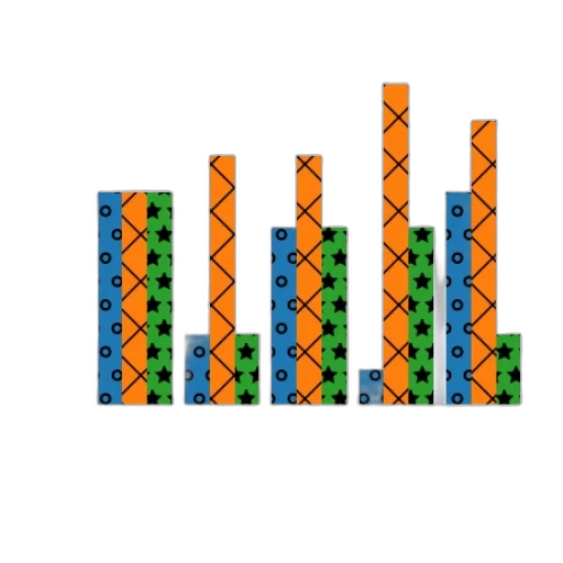 pixel art, bar, chart, three transparent PNG cut-out