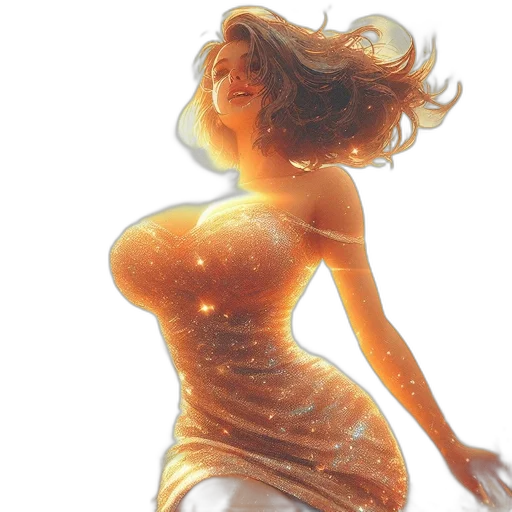 dress, jewelry, hair, photorealistic transparent PNG cut-out