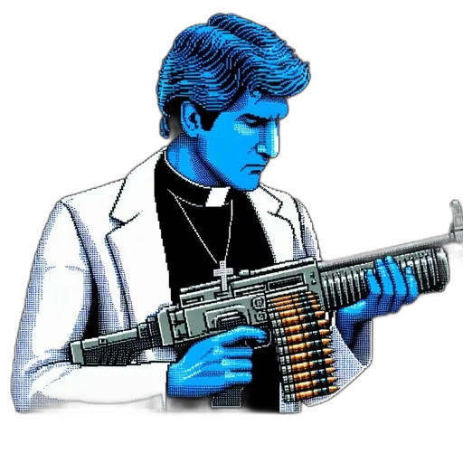 weapon, jacket, staff, comic book art transparent PNG cut-out