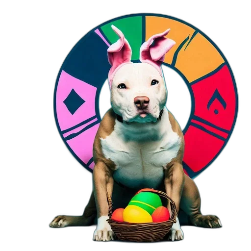 animal, colorful, pitbull, wearing transparent PNG cut-out