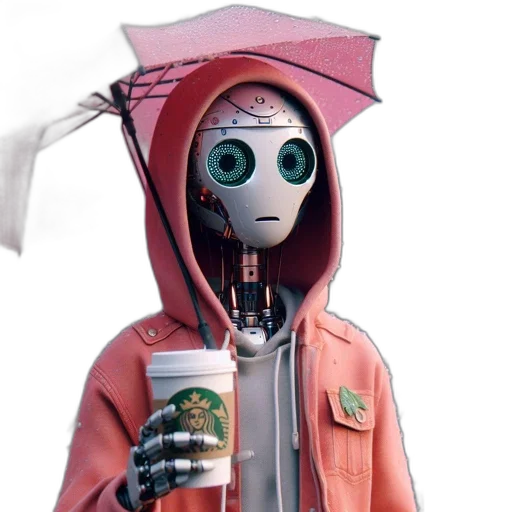 robot, jacket, concept art, 3d render transparent PNG cut-out